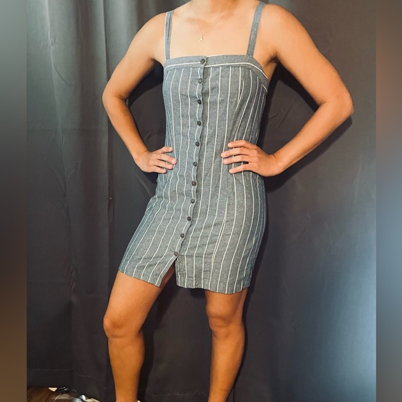 Denim fabric mini dress - Picture 1 of 5